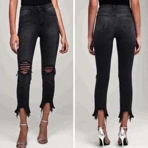 NWT L'AGENCE High Line High Waist Ripped Chew Hem Ankle Skinny Jeans |32|